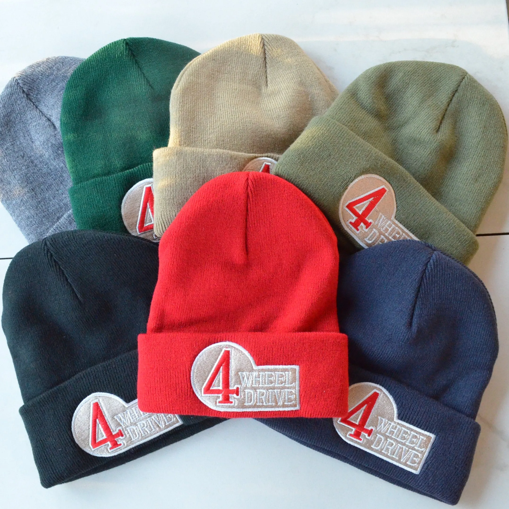 4 Wheel Drive FJ40 Land Cruiser Knitted Embroidered Beanie Toboggan Winter Hat - Reefmonkey