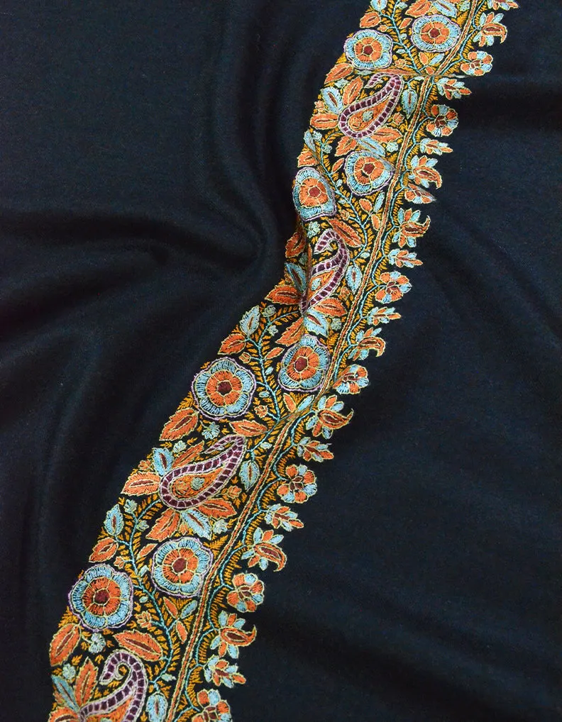 Black Embroidery Pashmina Shawl 7305