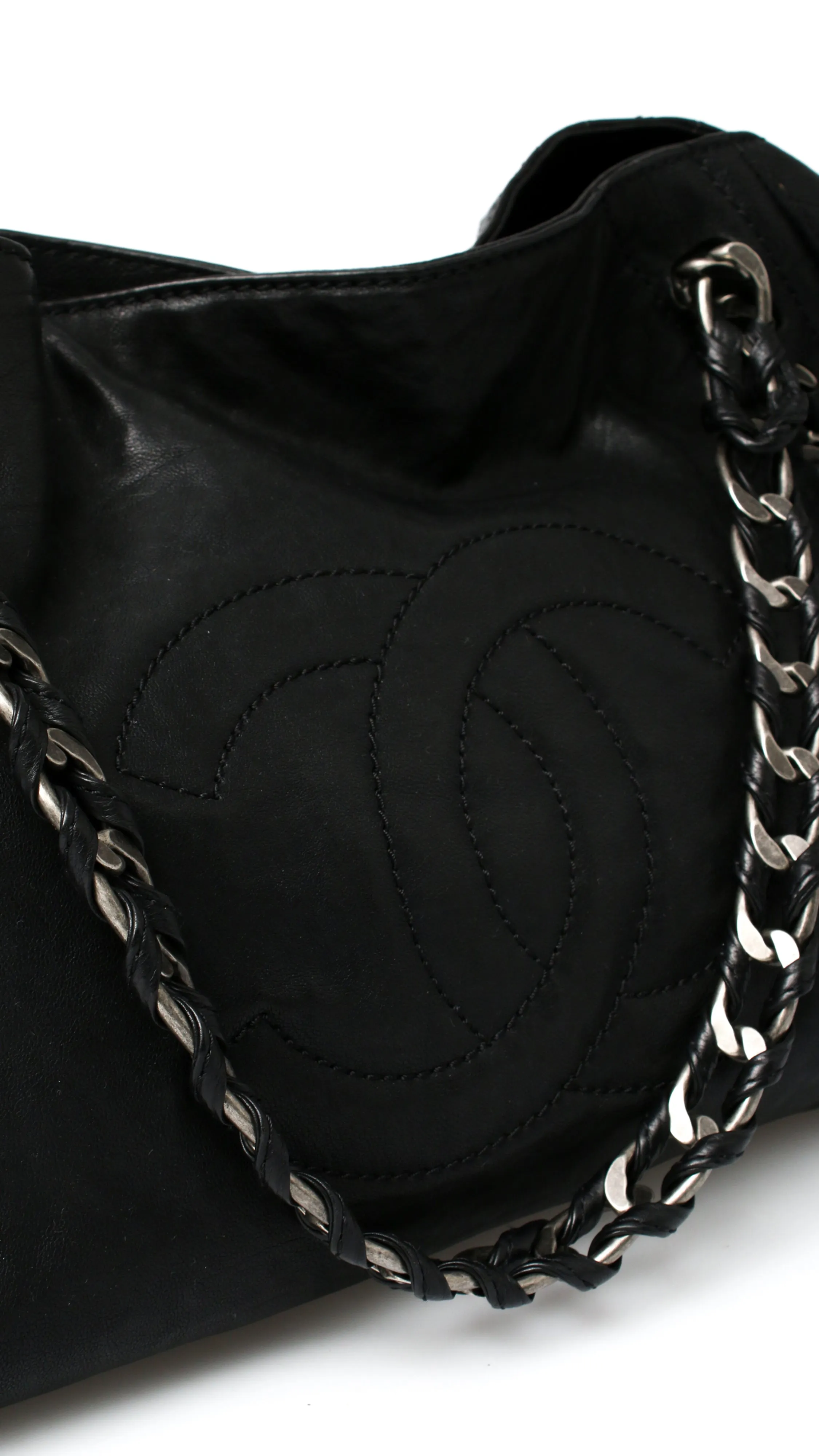 Chanel Leather Luxe Ligne Bowler Tote Bag