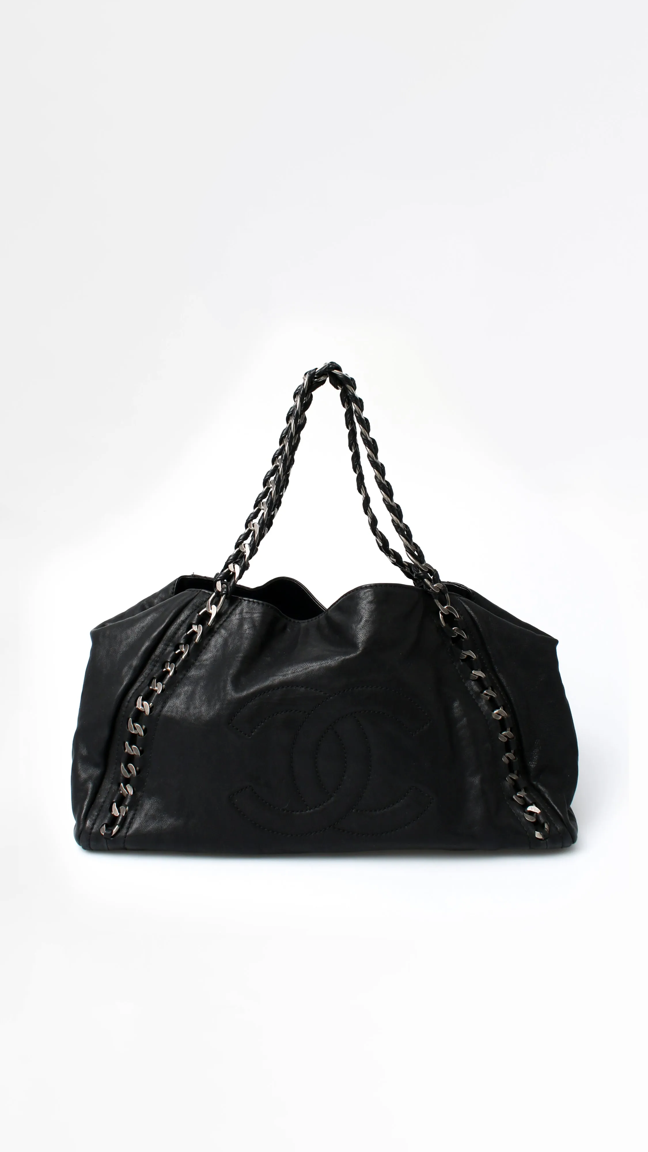 Chanel Leather Luxe Ligne Bowler Tote Bag