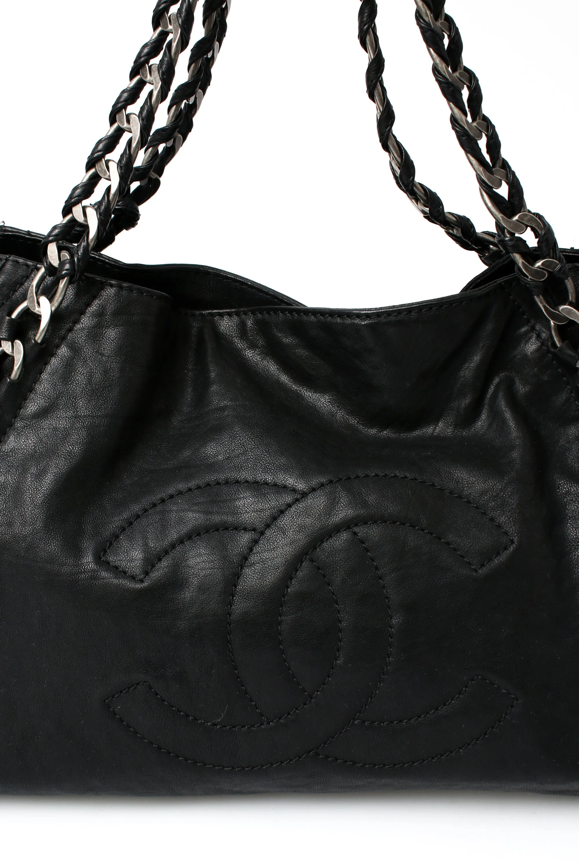 Chanel Leather Luxe Ligne Bowler Tote Bag