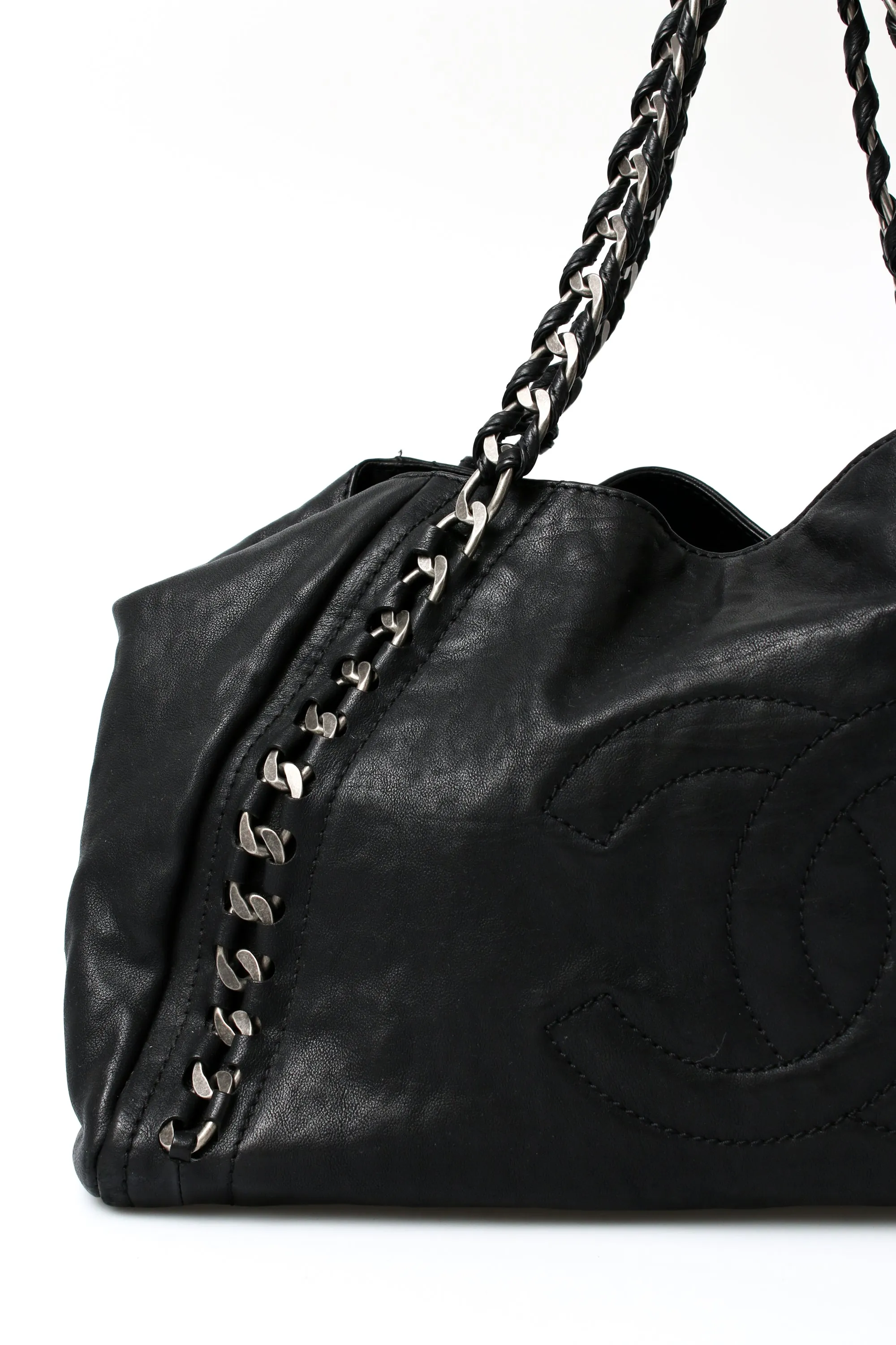 Chanel Leather Luxe Ligne Bowler Tote Bag