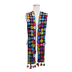 Handmade Felted Merino Wool Chiffon Scarf Wrap Pomegranate Moon Polka Dot 79" x 12"