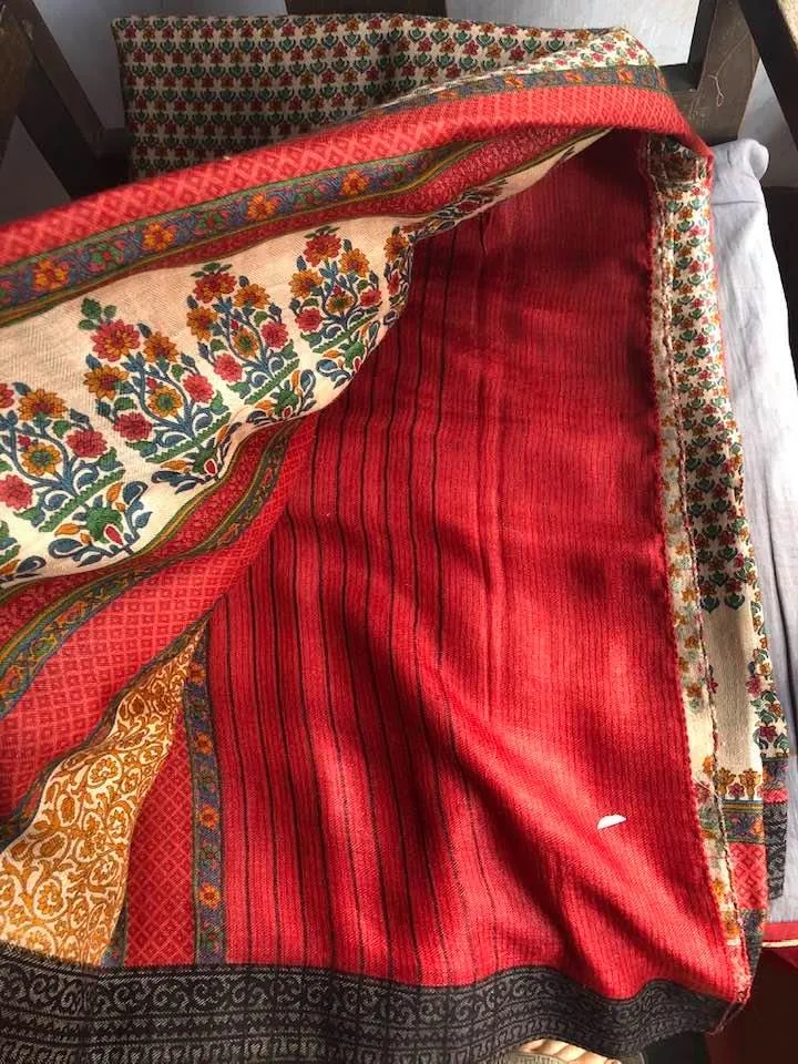 Maroon & Off White Pure Pashmina Silk Saree with Printed Floral Buti All Over