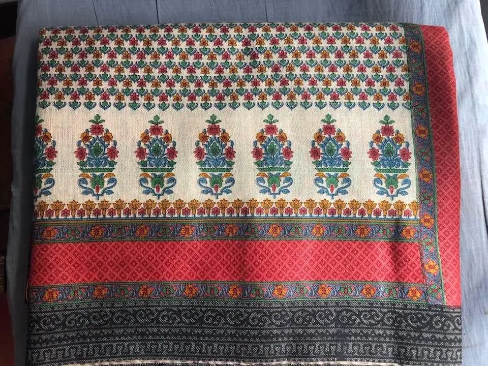 Maroon & Off White Pure Pashmina Silk Saree with Printed Floral Buti All Over