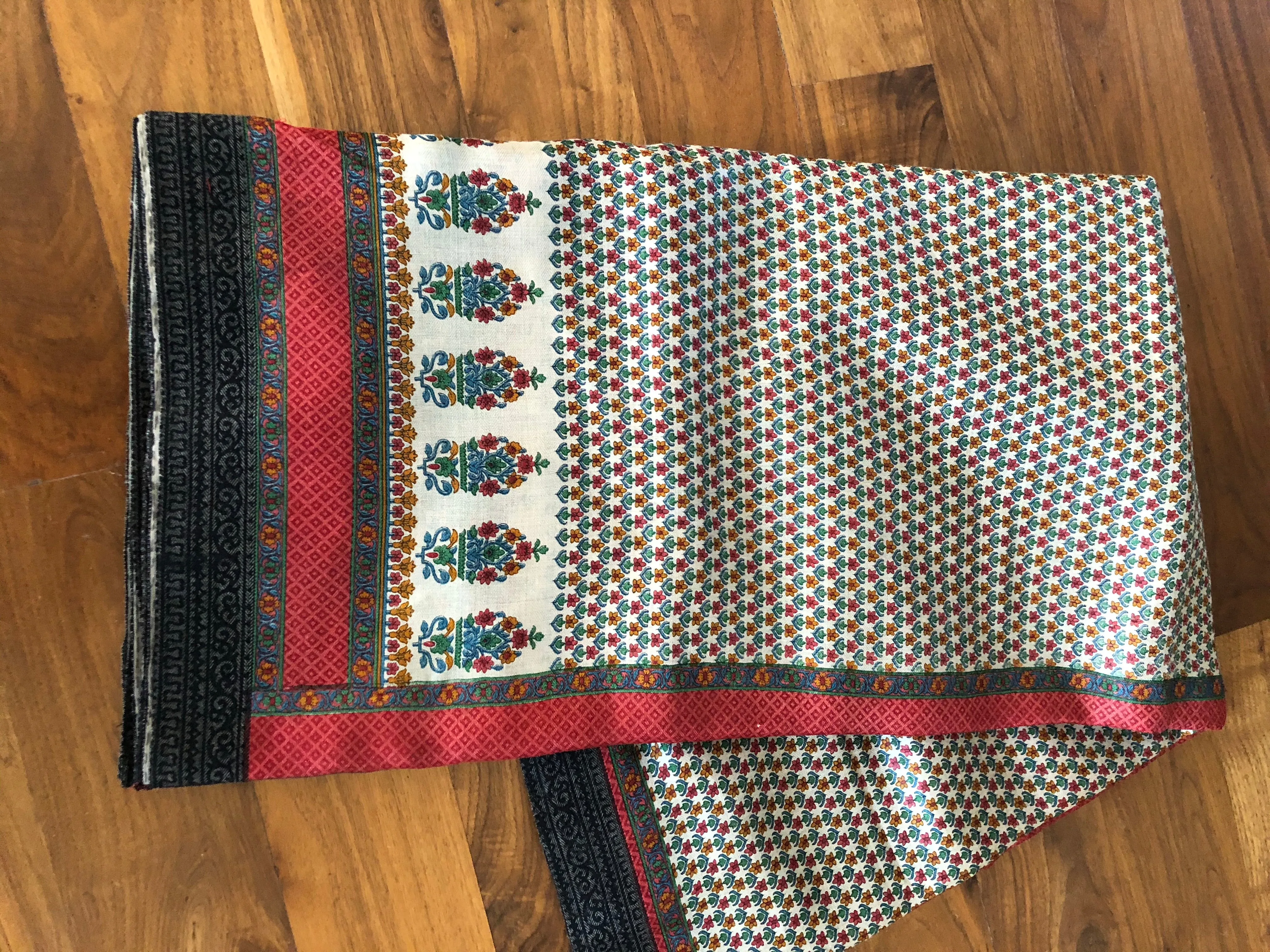 Maroon & Off White Pure Pashmina Silk Saree with Printed Floral Buti All Over