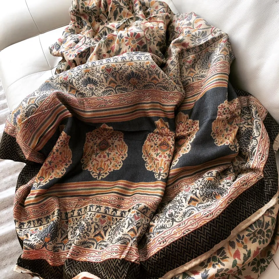Multi Colored Blended Handloom Silk Pashmina Saree