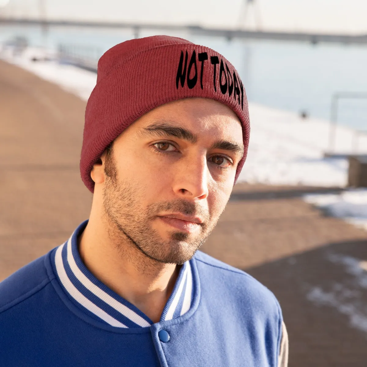 "Not Today" Black Letters Knit Beanie #VezzyWorld 