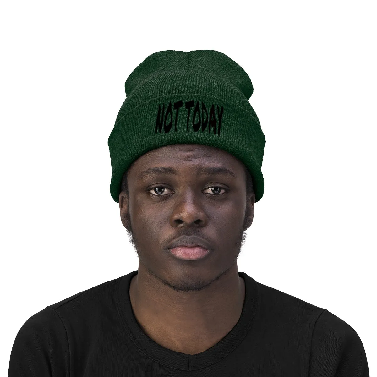 "Not Today" Black Letters Knit Beanie #VezzyWorld 
