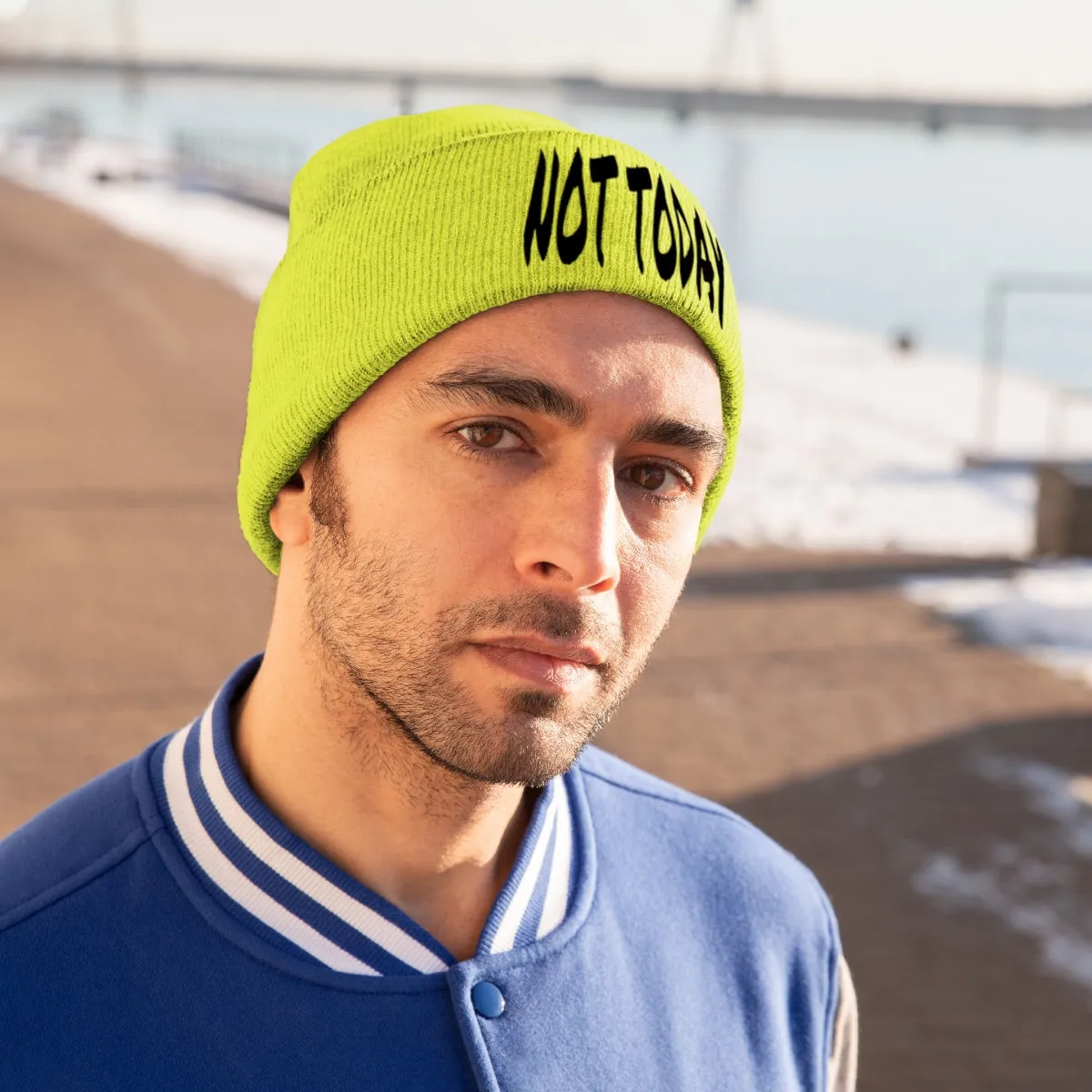 "Not Today" Black Letters Knit Beanie #VezzyWorld 