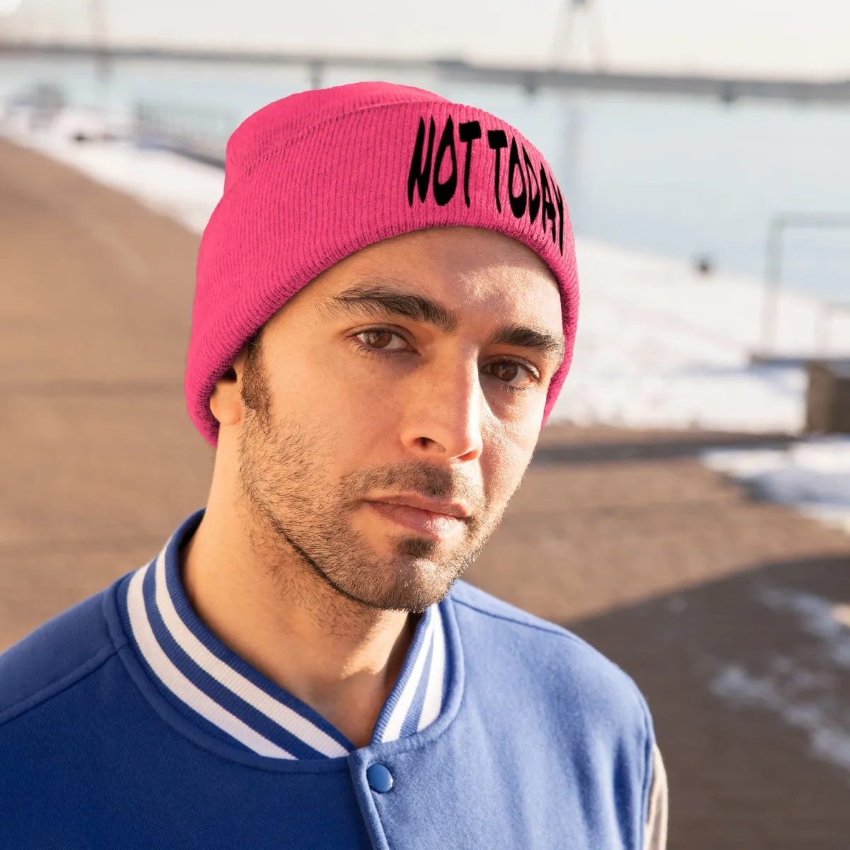 "Not Today" Black Letters Knit Beanie #VezzyWorld 