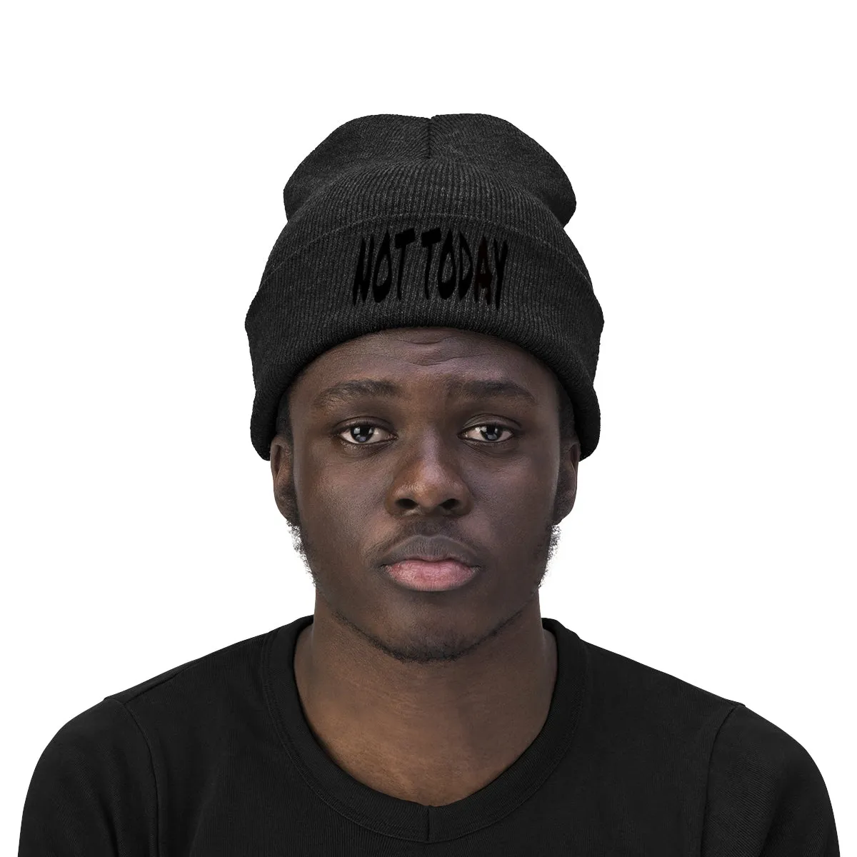 "Not Today" Black Letters Knit Beanie #VezzyWorld 
