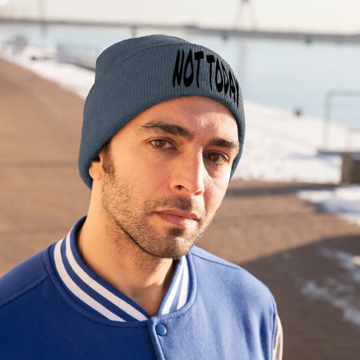 "Not Today" Black Letters Knit Beanie #VezzyWorld 