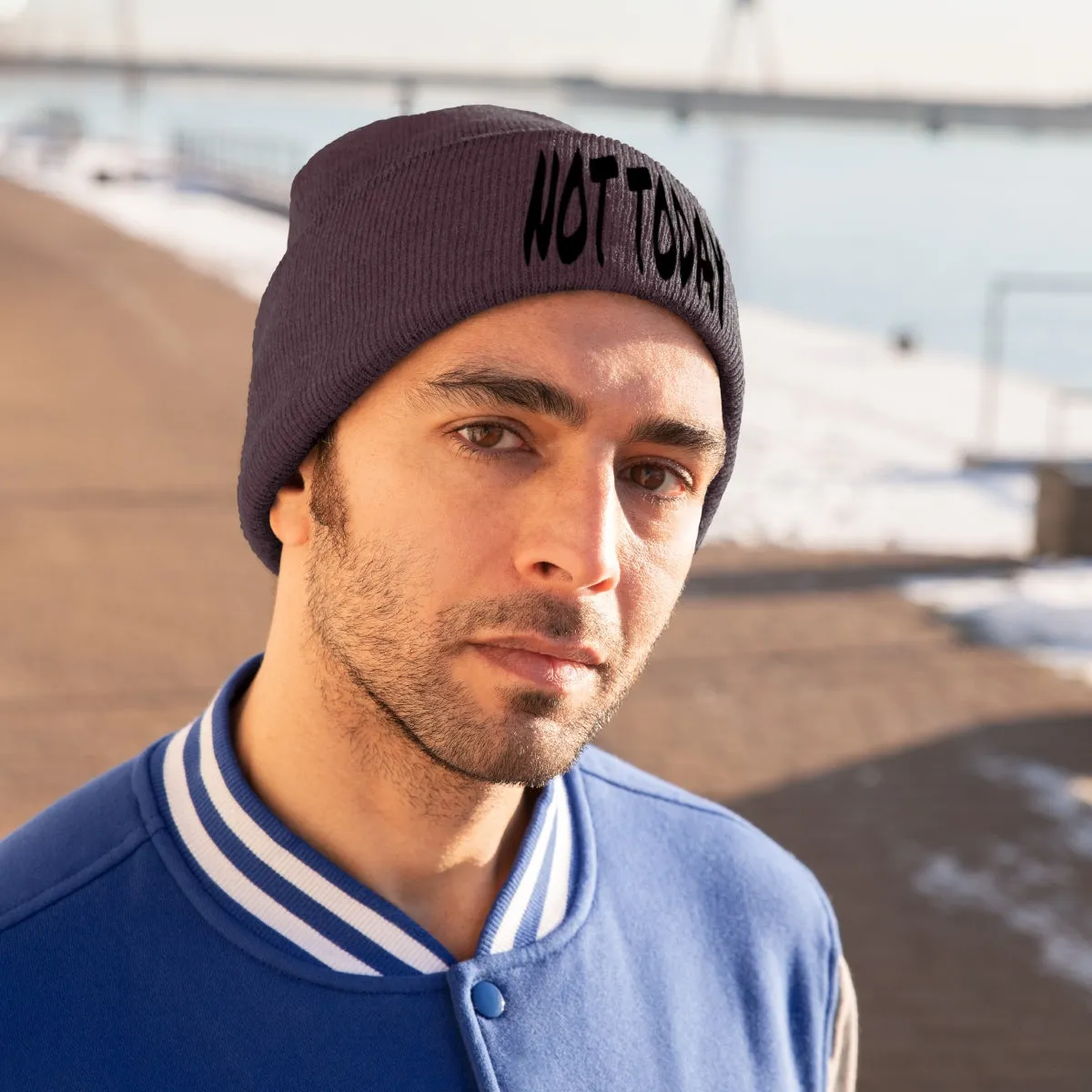 "Not Today" Black Letters Knit Beanie #VezzyWorld 