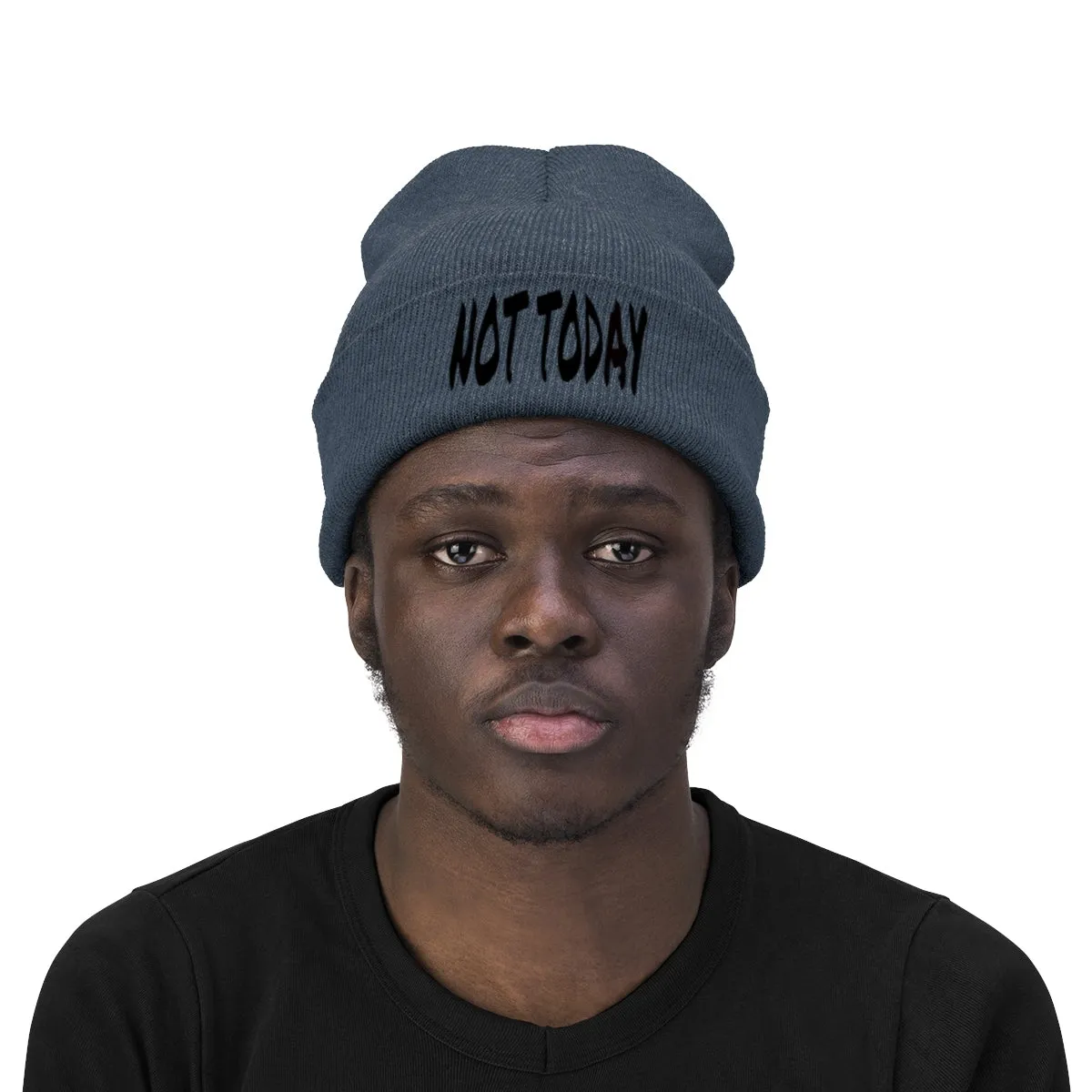"Not Today" Black Letters Knit Beanie #VezzyWorld 