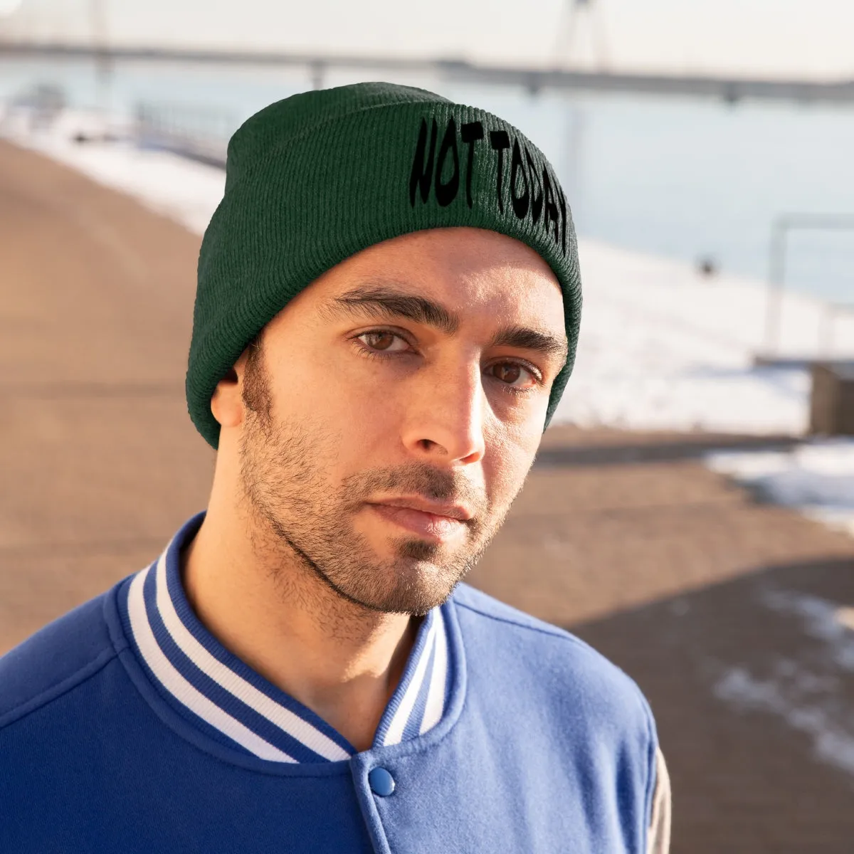 "Not Today" Black Letters Knit Beanie #VezzyWorld 