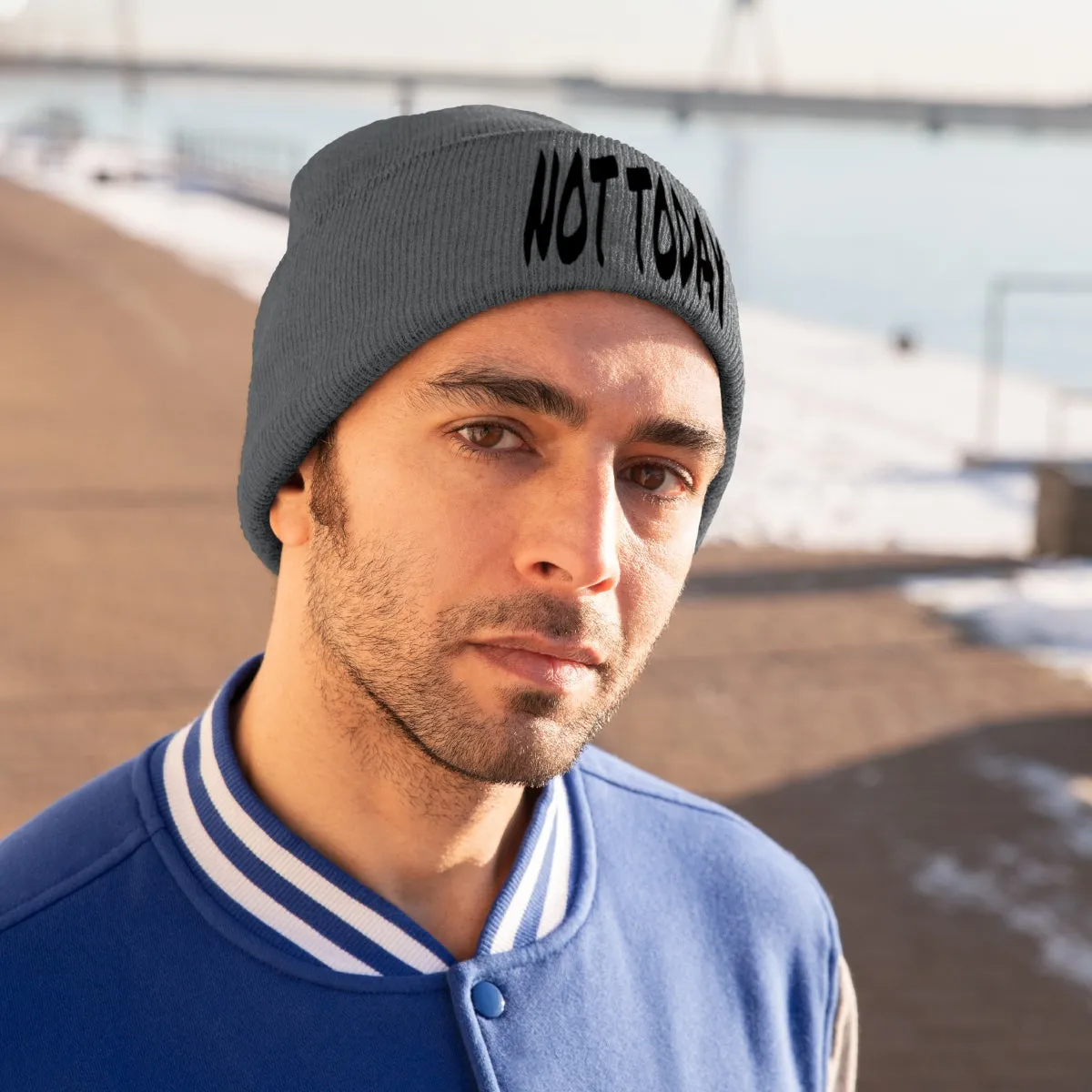 "Not Today" Black Letters Knit Beanie #VezzyWorld 