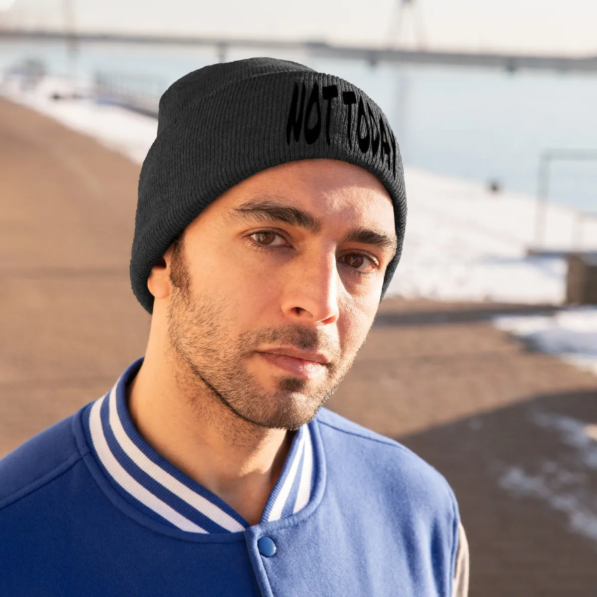 "Not Today" Black Letters Knit Beanie #VezzyWorld 