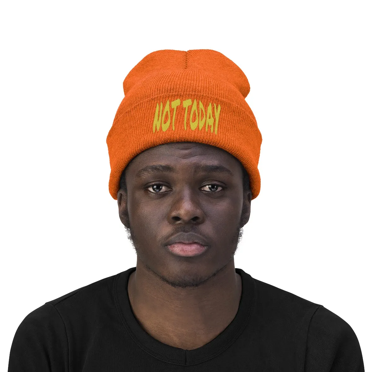 "Not Today" Yellow Letters Knit Beanie #VezzyWorld 