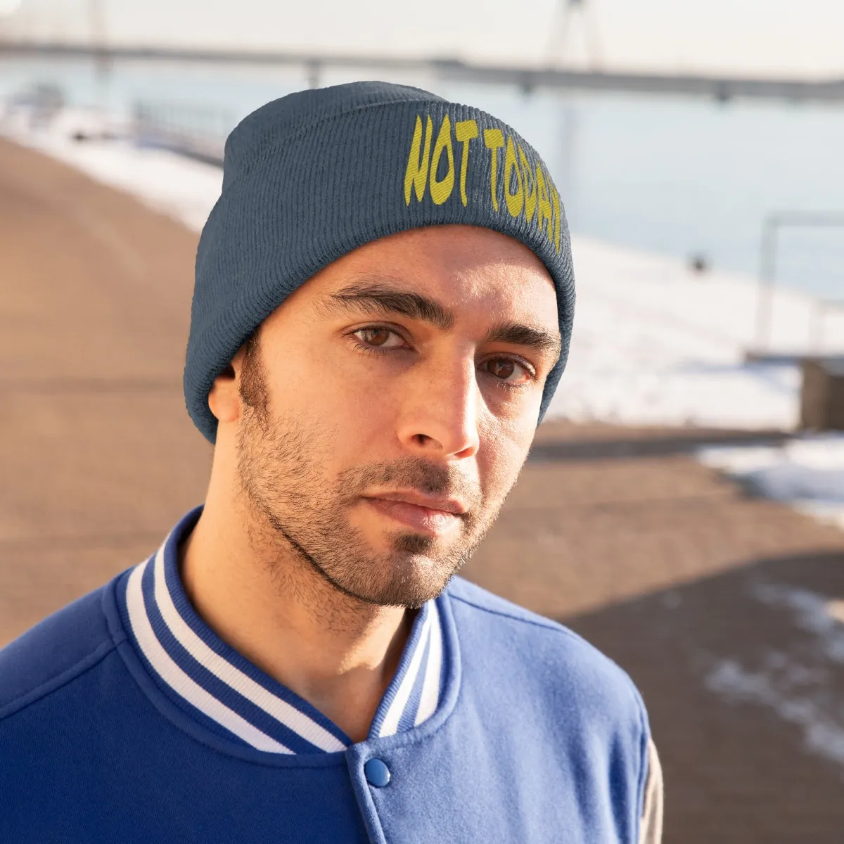 "Not Today" Yellow Letters Knit Beanie #VezzyWorld 
