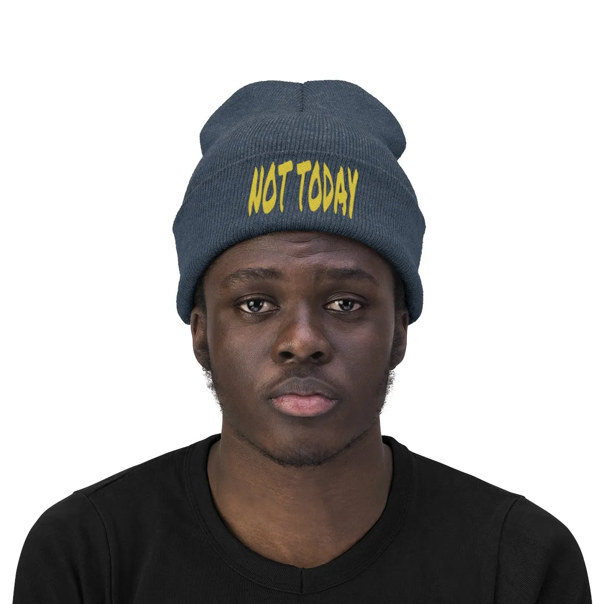 "Not Today" Yellow Letters Knit Beanie #VezzyWorld 