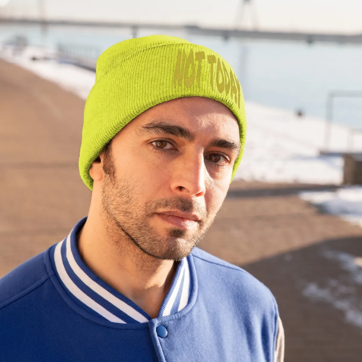 "Not Today" Yellow Letters Knit Beanie #VezzyWorld 