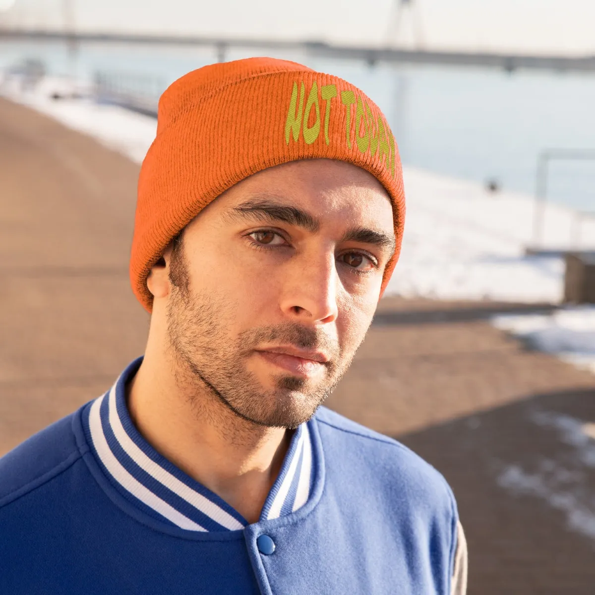 "Not Today" Yellow Letters Knit Beanie #VezzyWorld 