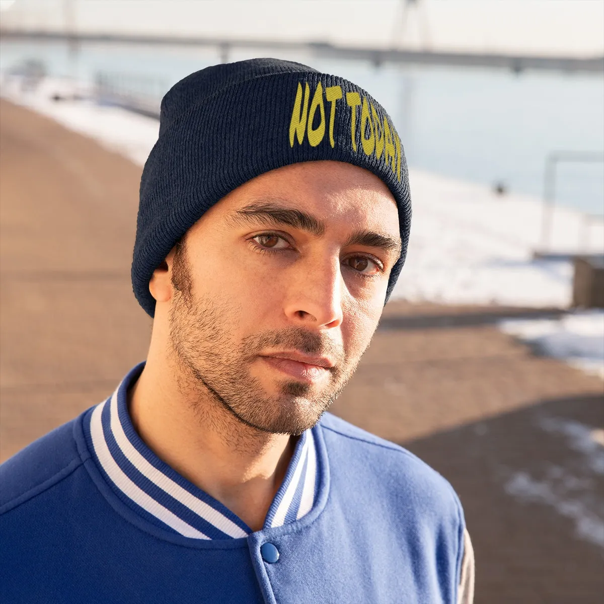 "Not Today" Yellow Letters Knit Beanie #VezzyWorld 