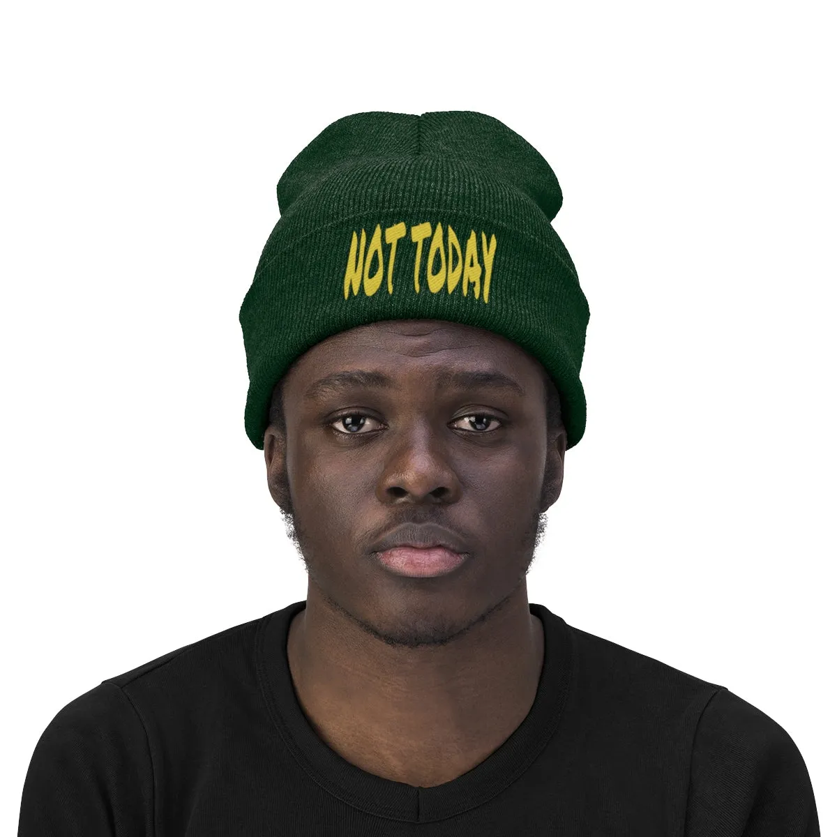 "Not Today" Yellow Letters Knit Beanie #VezzyWorld 