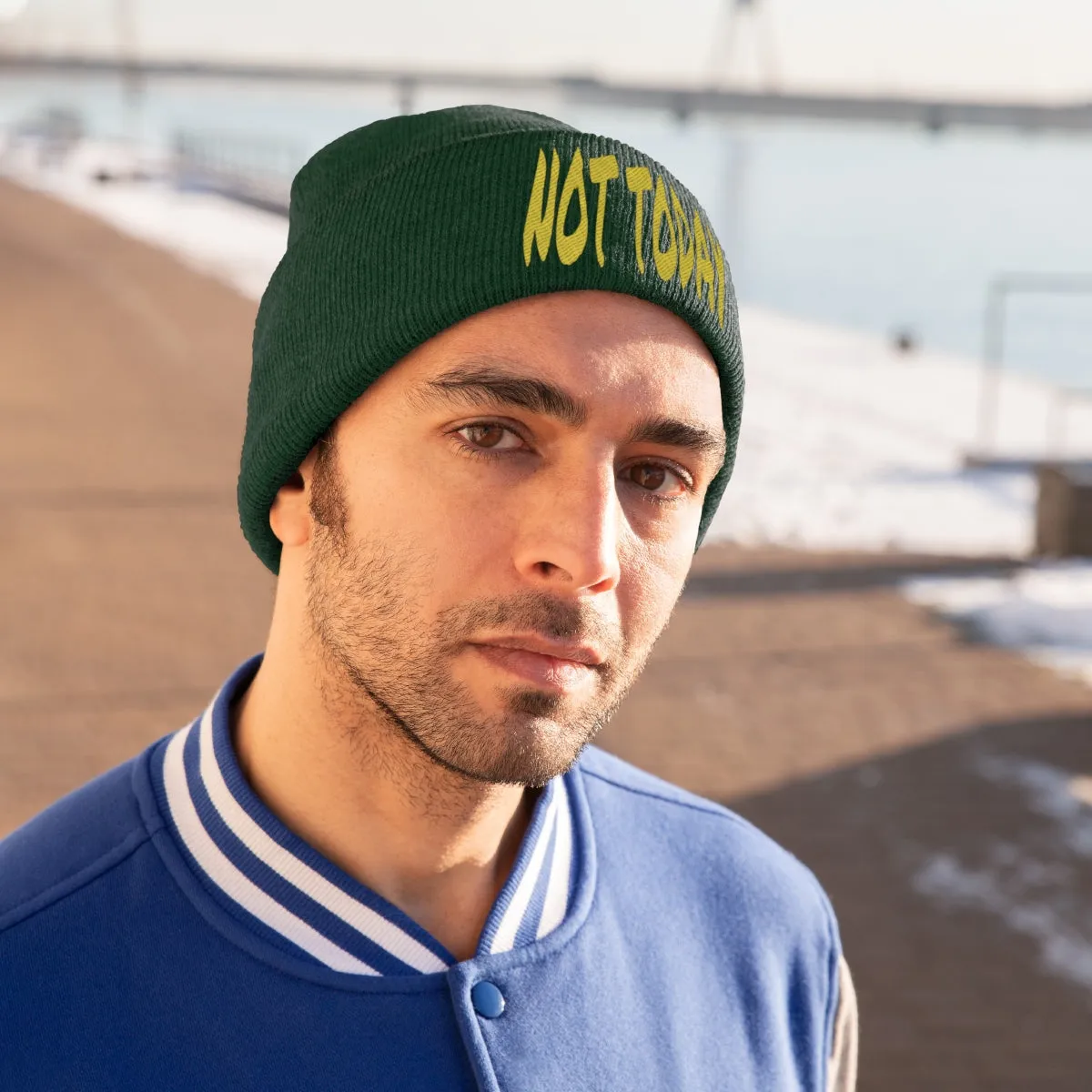"Not Today" Yellow Letters Knit Beanie #VezzyWorld 