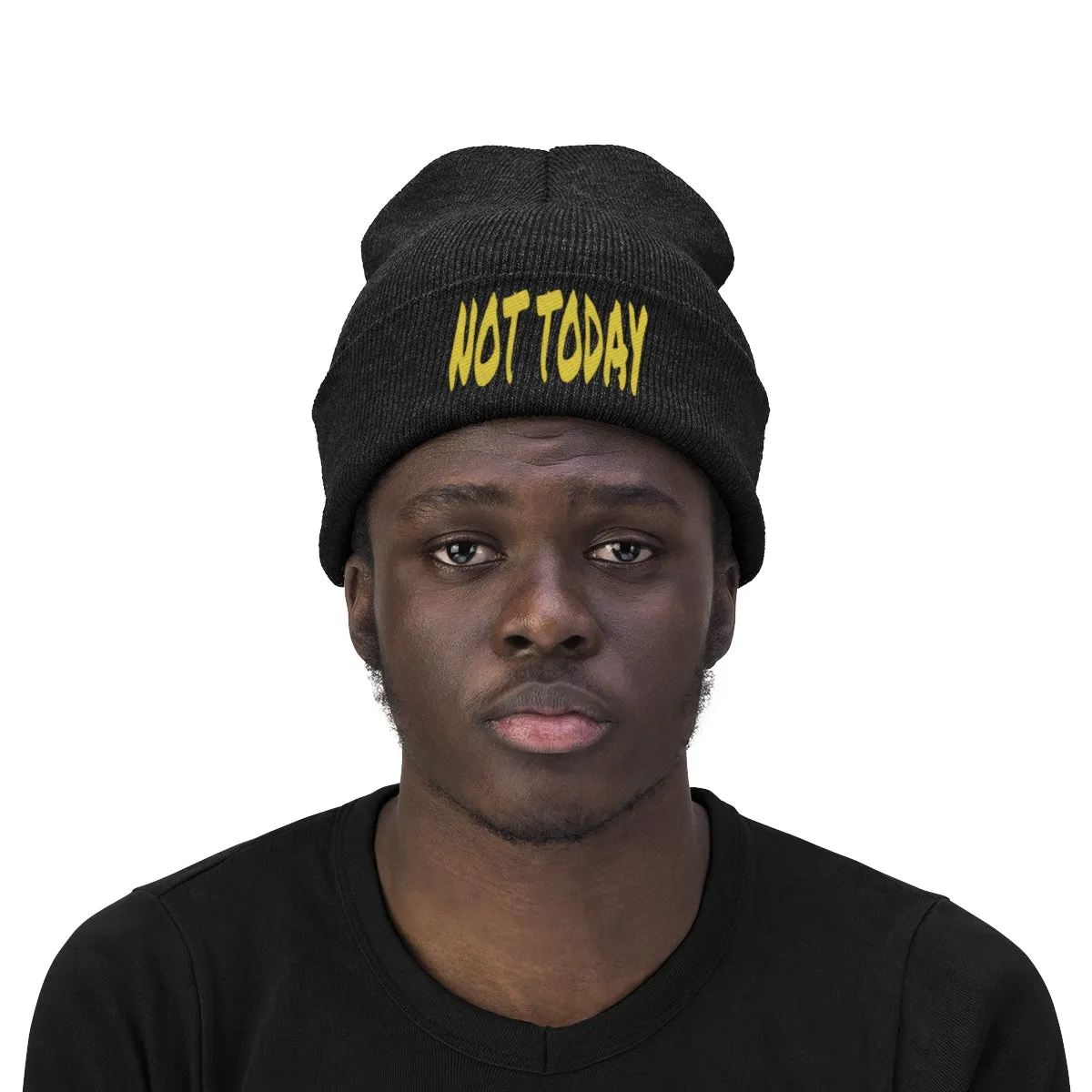 "Not Today" Yellow Letters Knit Beanie #VezzyWorld 