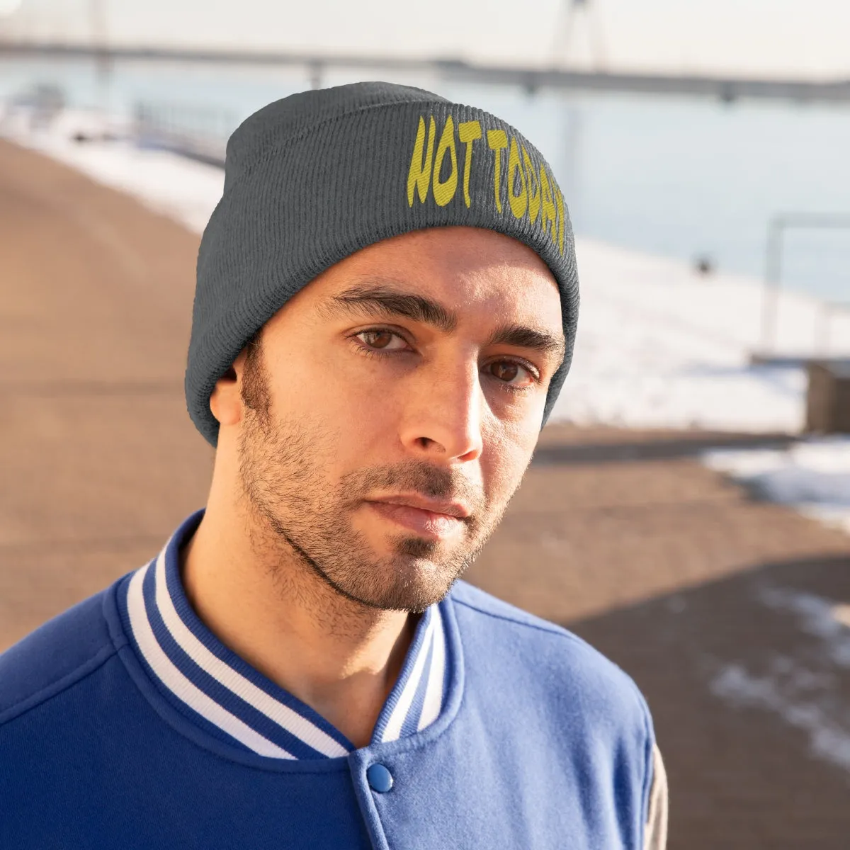 "Not Today" Yellow Letters Knit Beanie #VezzyWorld 