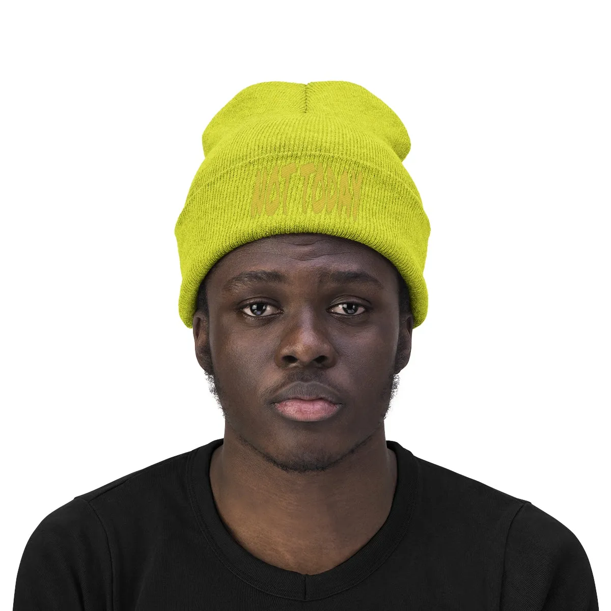 "Not Today" Yellow Letters Knit Beanie #VezzyWorld 