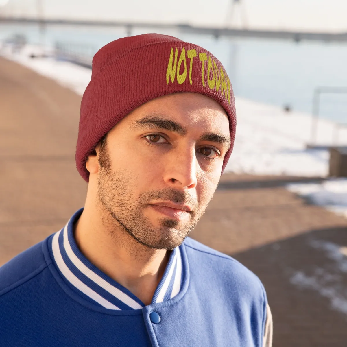 "Not Today" Yellow Letters Knit Beanie #VezzyWorld 