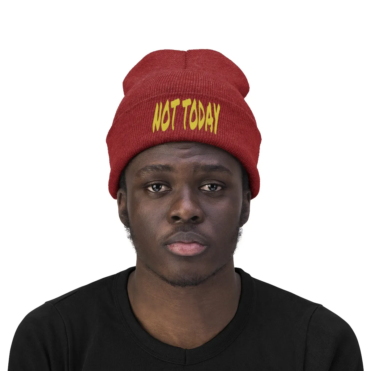 "Not Today" Yellow Letters Knit Beanie #VezzyWorld 
