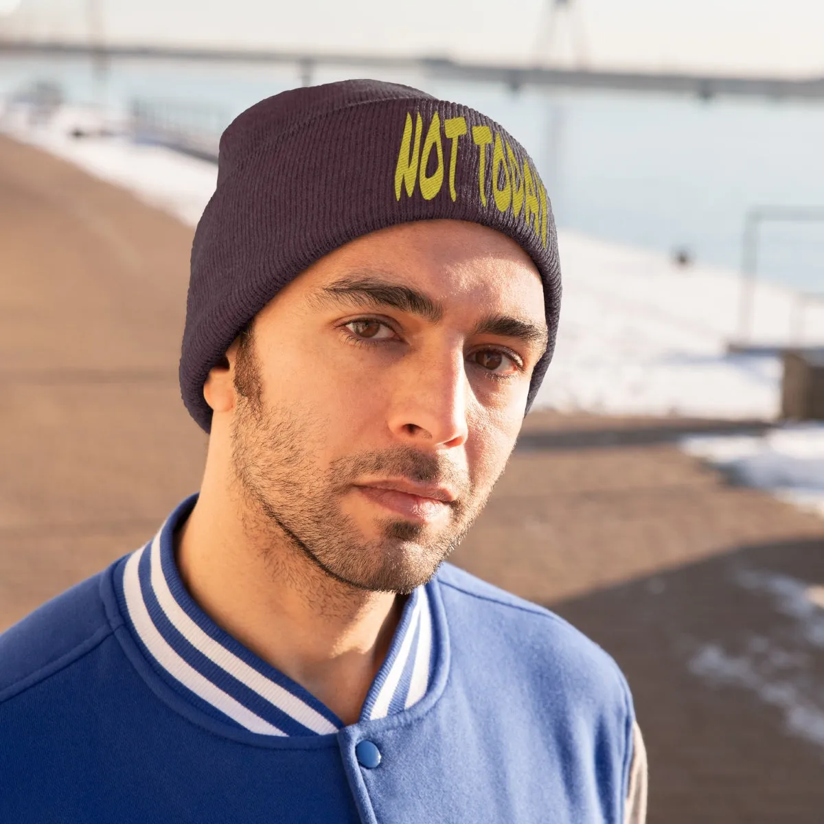 "Not Today" Yellow Letters Knit Beanie #VezzyWorld 