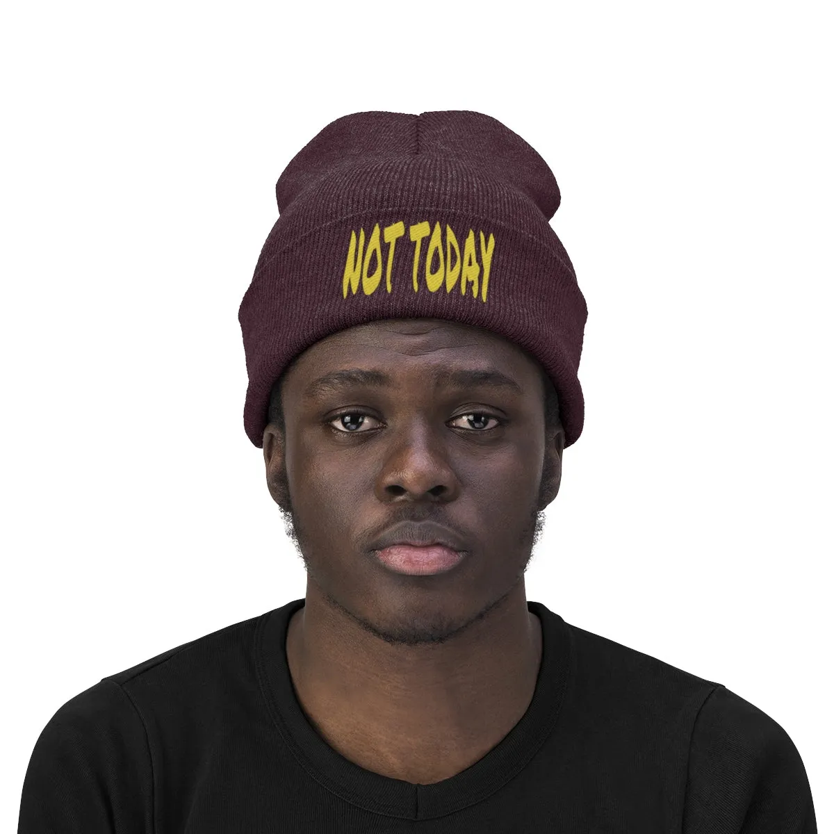 "Not Today" Yellow Letters Knit Beanie #VezzyWorld 