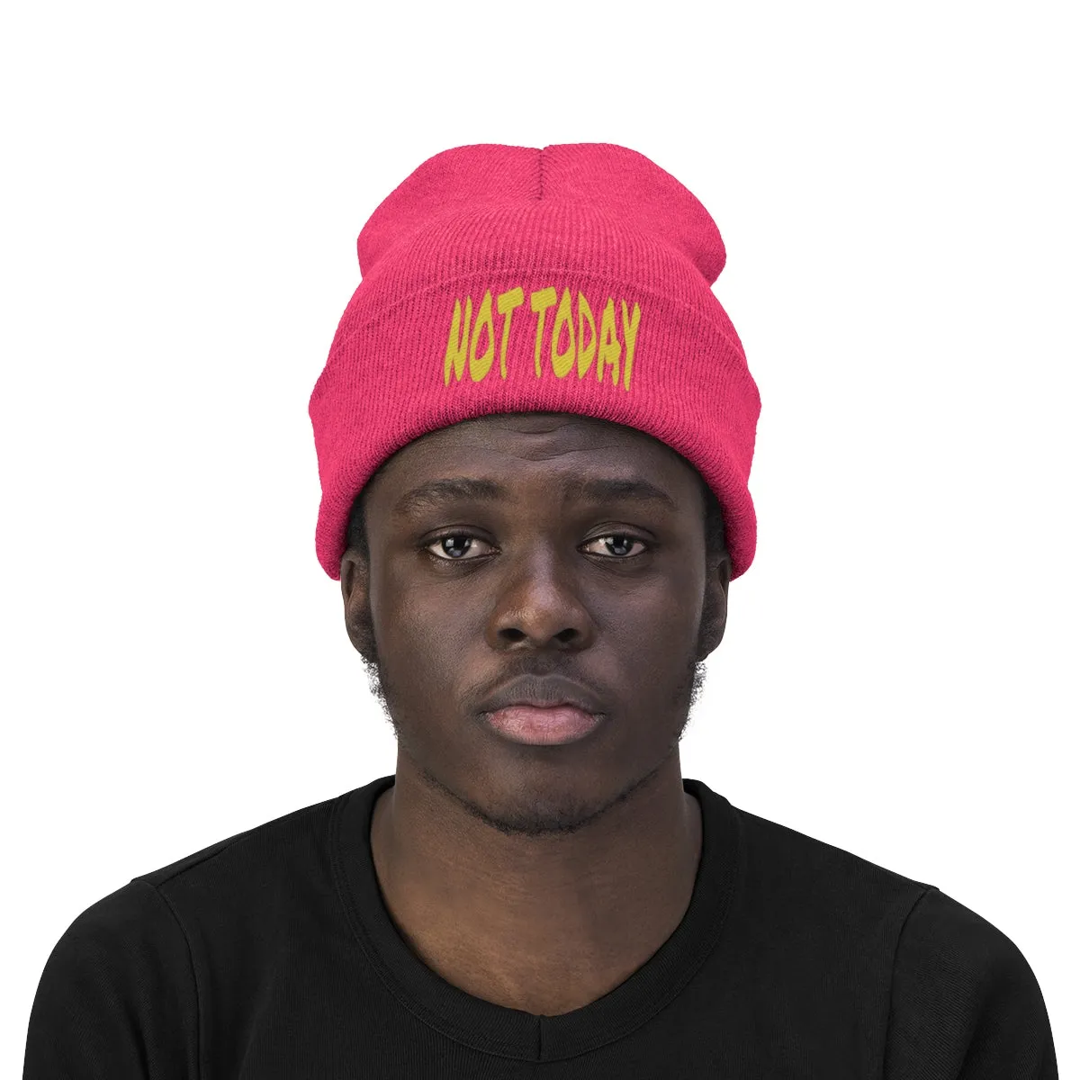 "Not Today" Yellow Letters Knit Beanie #VezzyWorld 