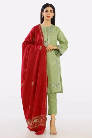 Red Embroidered Ladies Shawl