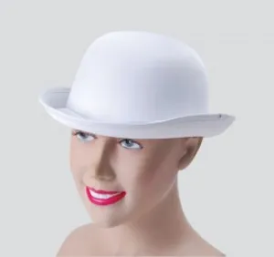 White Bowler Hat Satin Finish