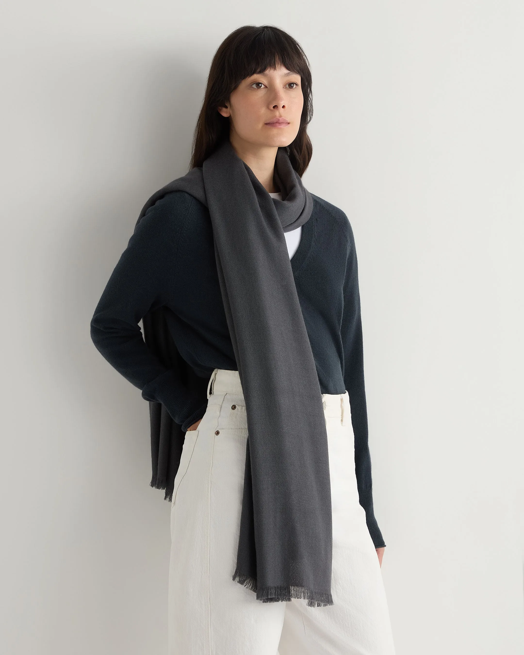 Women's Pashmina Cashmere Shawl Anthracite Grey